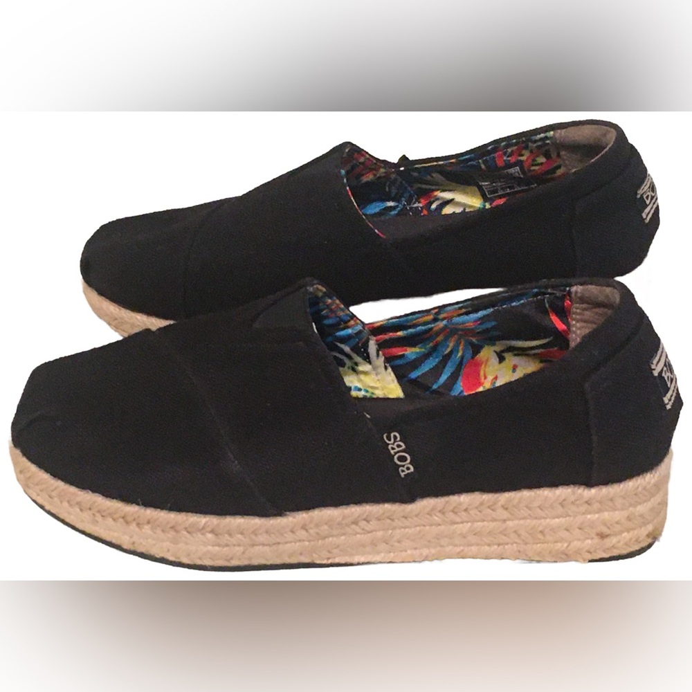 BOBS wedge canvas Skechers Black 7 - Picture 3 of 10
